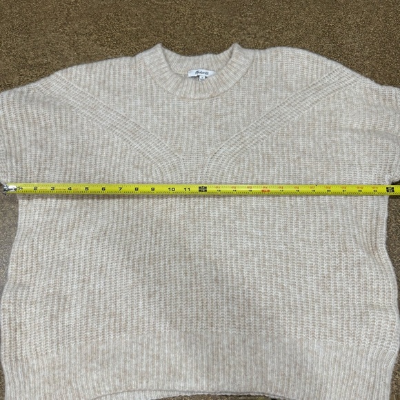 Madewell Belfiore Ribbed Pullover Sweater Women’s Size Large Tan Wool Blend - Picture 6 of 8